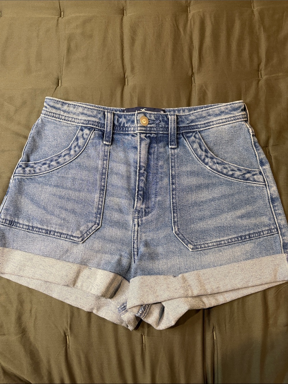 Hollister Light Blue Cuffed Denim Shorts